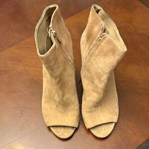 Sam EdelmonTan Suede Peep-Toe Ankle Boots
